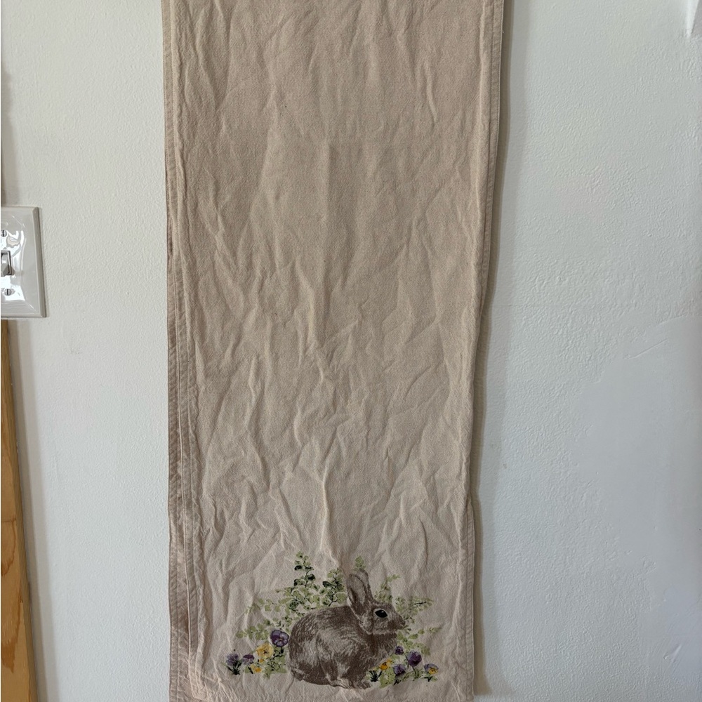 JCPenney Beige Table Runner with Rabbit Design